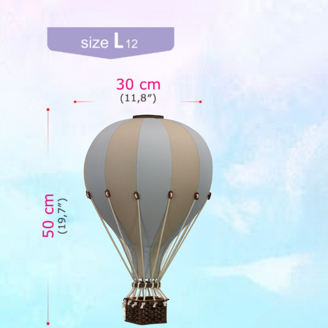 Decorative balloon size L beige/light blue – Handmade accessory by Super Balloon