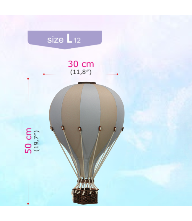Decoratieve luchtballon maat L beige/lichtblauw – Handgemaakt accessoire van Super Balloon