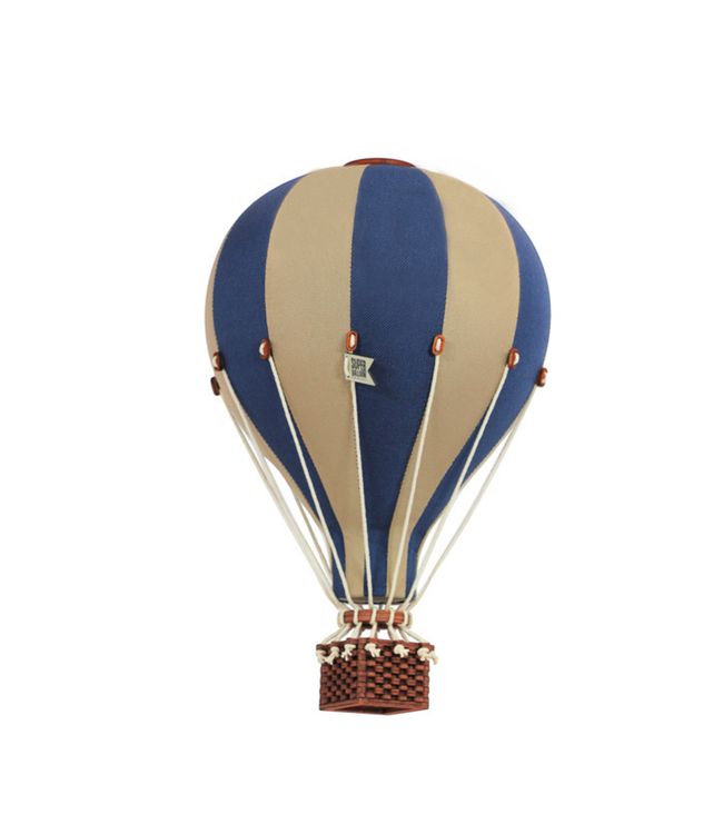 Decoratieve luchtballon maat M beige/blauw – Handgemaakt accessoire van Super Balloon