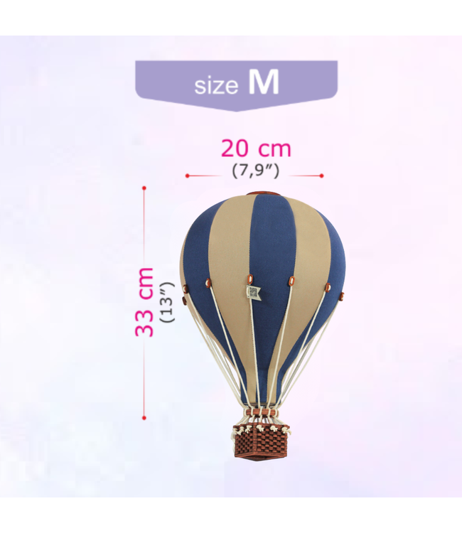 Decoratieve luchtballon maat M beige/blauw – Handgemaakt accessoire van Super Balloon