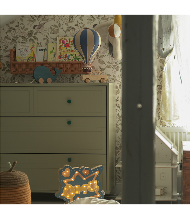 Decoratieve luchtballon maat L beige/blauw – Handgemaakt accessoire van Super Balloon