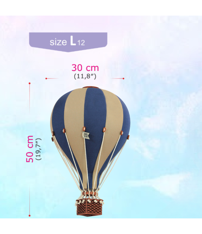 Decoratieve luchtballon maat L beige/blauw – Handgemaakt accessoire van Super Balloon