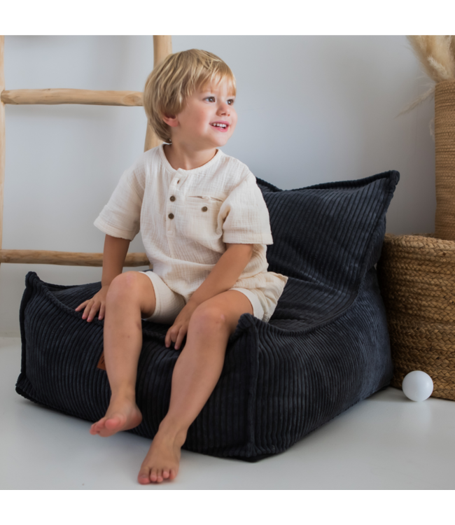 Kinderzitzak corduroy donker grijs – handgemaakt, comfortabel en veilig
