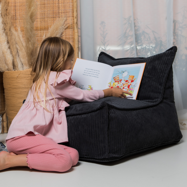 Kinderzitzak corduroy donker grijs – handgemaakt, comfortabel en veilig