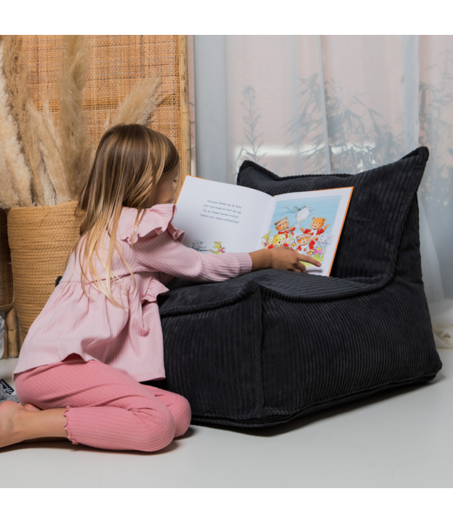 Kinderzitzak corduroy donker grijs – handgemaakt, comfortabel en veilig