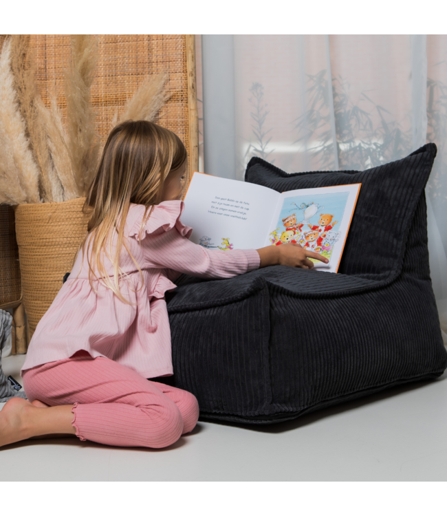 Kinderzitzak corduroy donker grijs – handgemaakt, comfortabel en veilig