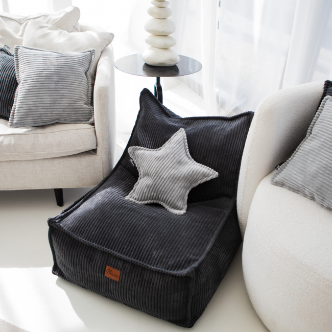 Kindersitzsack Corduroy Dunkelgrau – handgefertigt, bequem und sicher
