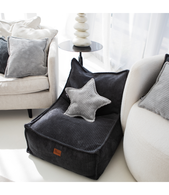 Kinderzitzak corduroy donker grijs – handgemaakt, comfortabel en veilig