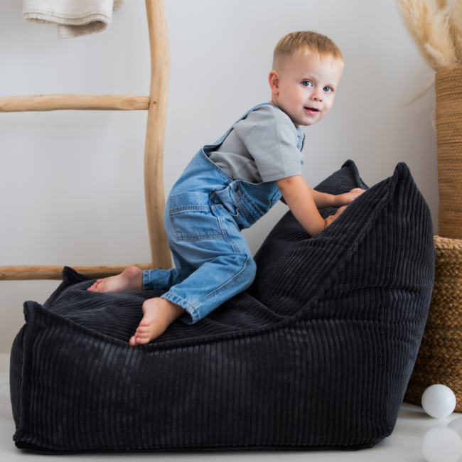 Kindersitzsack Corduroy Dunkelgrau – handgefertigt, bequem und sicher