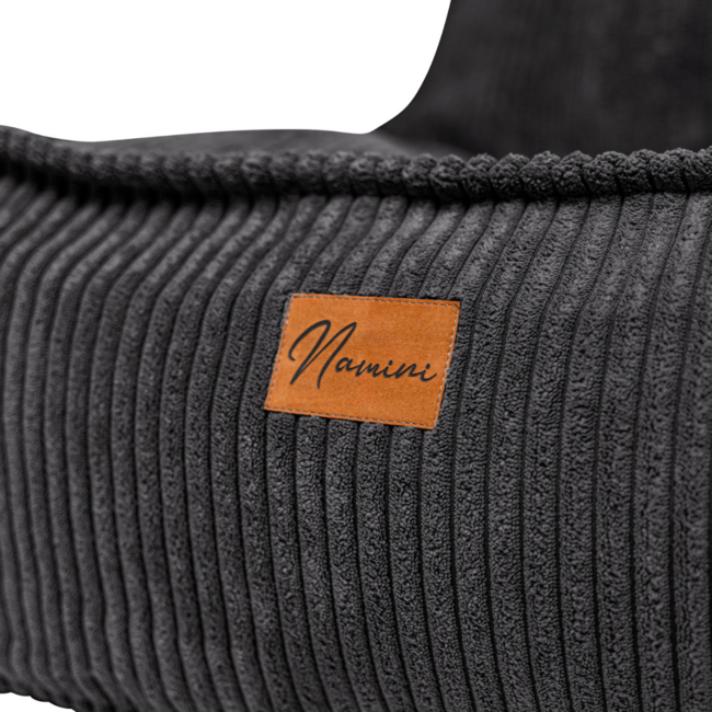 Pouf enfant velours gris foncé – fait main, confortable et sûr