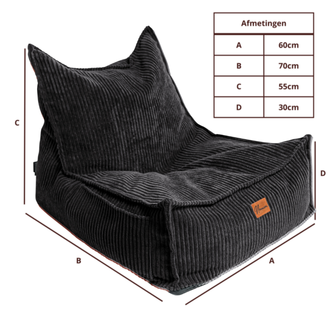 Pouf enfant velours gris foncé – fait main, confortable et sûr