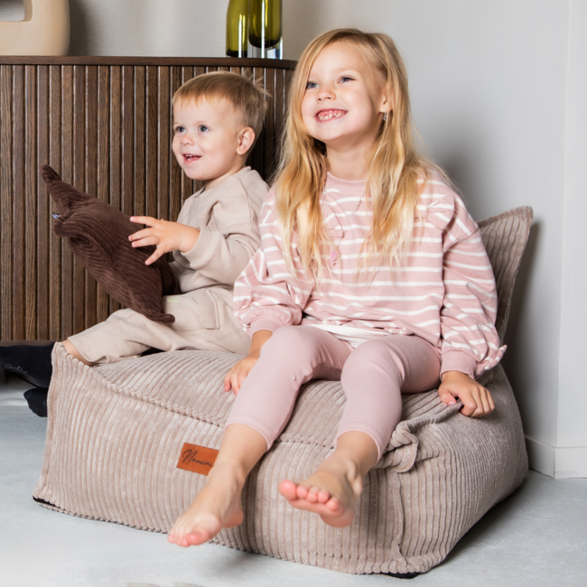 Pouf en velours côtelé | Beige foncé | Confortable et élégant