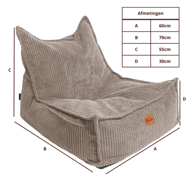 Beanbag in corduroy fabric | Dark beige | Comfortable and stylish