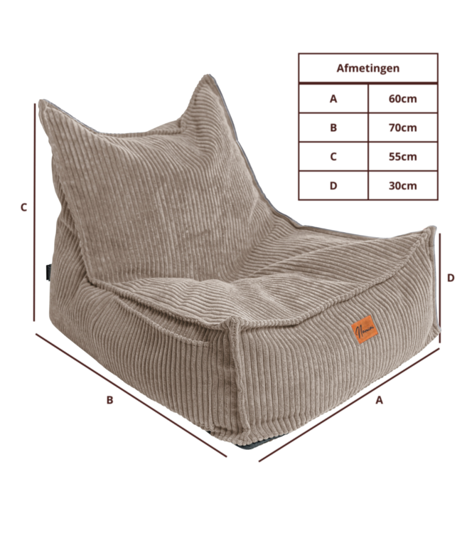 Zitzak in corduroy stof | Donker beige | Comfortabel en stijlvol