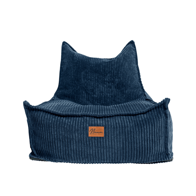 Pouf enfant velours bleu – fait main, confortable et sûr