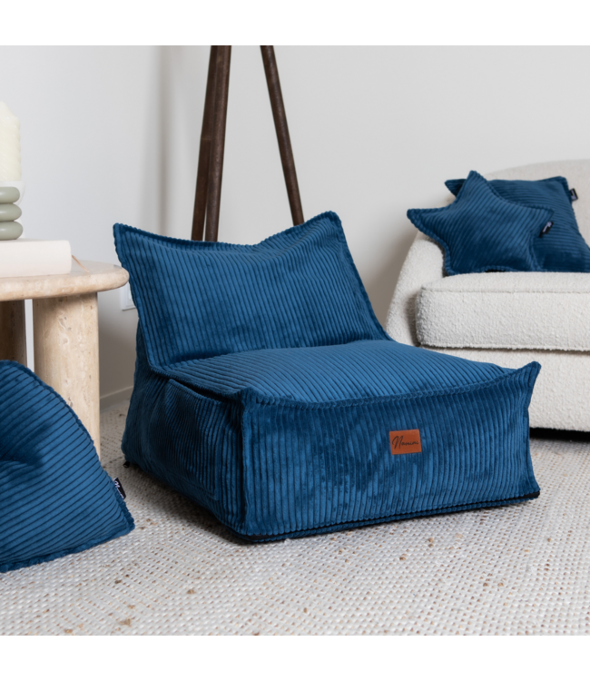Kinderzitzak corduroy blauw– handgemaakt, comfortabel en veilig