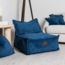 Pouf enfant velours bleu – fait main, confortable et sûr