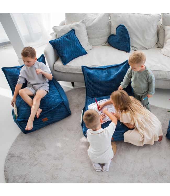 Kinderzitzak corduroy blauw– handgemaakt, comfortabel en veilig