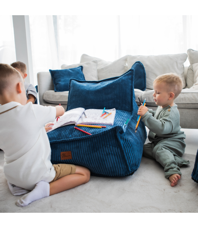Kinderzitzak corduroy blauw– handgemaakt, comfortabel en veilig