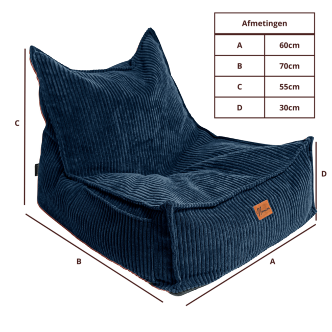 Kindersitzsack Corduroy Blau – handgefertigt, bequem und sicher