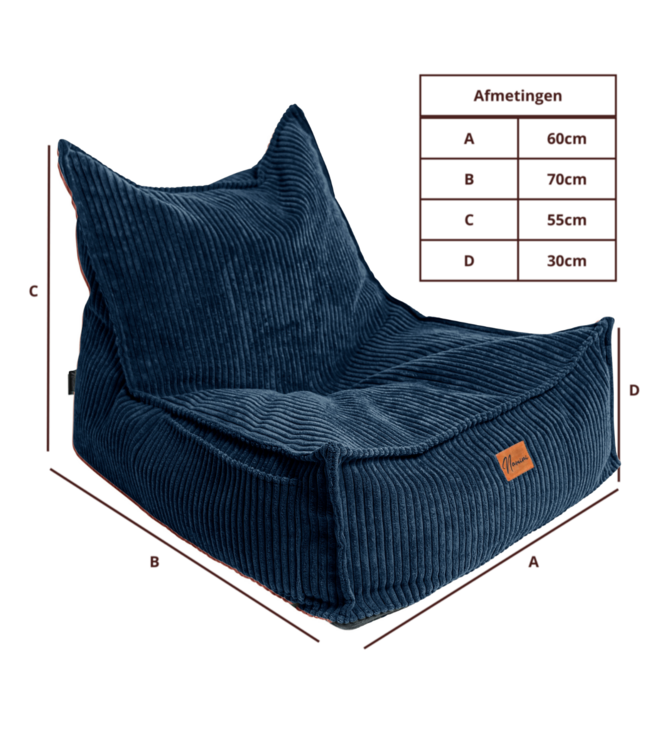 Kinderzitzak corduroy blauw– handgemaakt, comfortabel en veilig