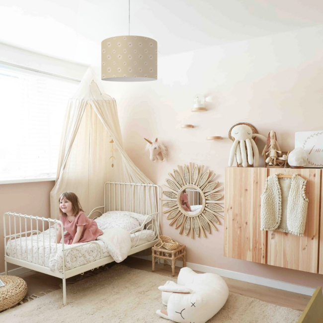 Kinderzimmer Hängelampe Gänseblümchen in Beige– gemütliches Licht für Baby und Kind