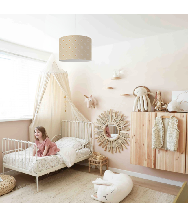 Kinderkamer hanglamp madeliefjes in beige – sfeervolle verlichting voor baby en kind
