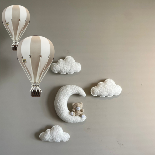 Decorative hot air balloon size S in beige and gold – elegant wall decor for the nursery
