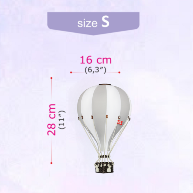 Decorative hot air balloon white and light grey for a cozy children’s room