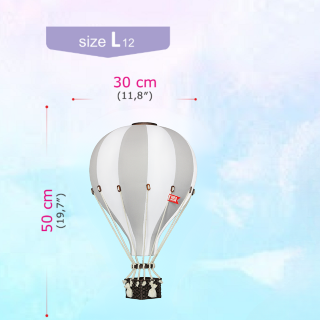 Decorative hot air balloon white and light grey for a cozy children’s room