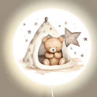 Bi&li creaties Wandlamp  | Beertje in tipi