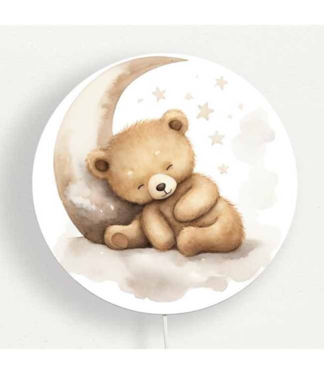 Wandlamp – schattig beertje op de maan voor sfeervolle kinderkamer