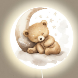 Bi&li creaties Lampe murale | Ourson sur la lune