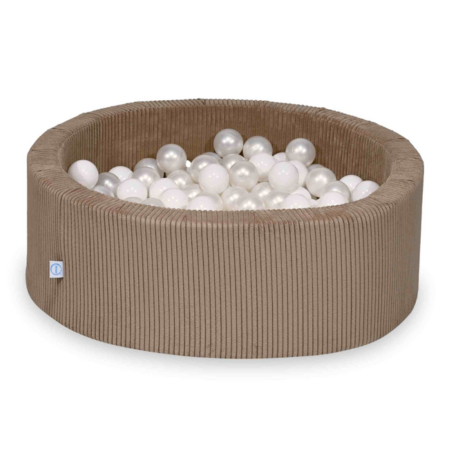 Ball pit with corduroy balls in toffee – safe and soft play area for kids