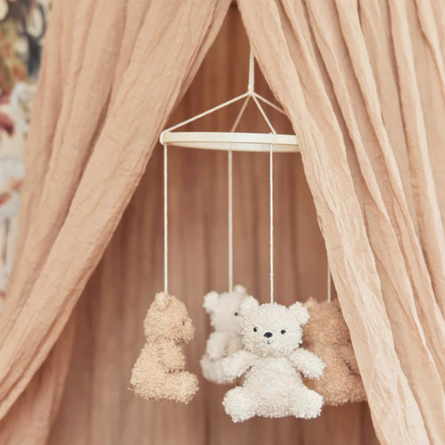 Vintage canopy made of airy cotton in the colour Biscuit