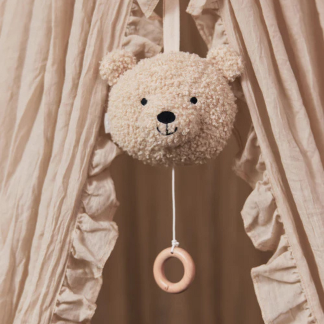 Vintage klamboe met ruches van luchtig katoen in de kleur Nougat