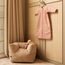 Kids armchair in soft corduroy fabric, stylish Natural color