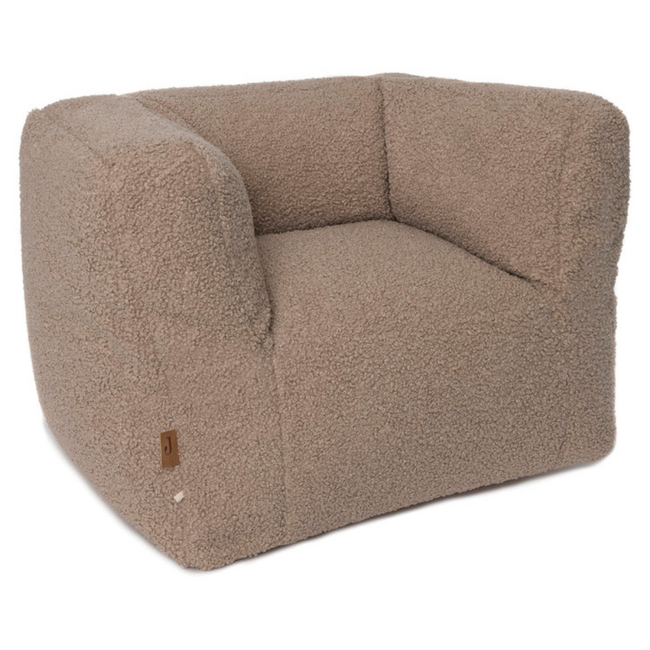Kids armchair in soft teddy fabric, warm sand color