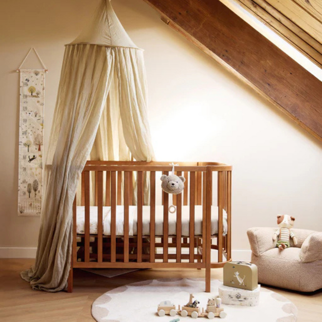 Kids armchair in soft teddy fabric, warm sand color