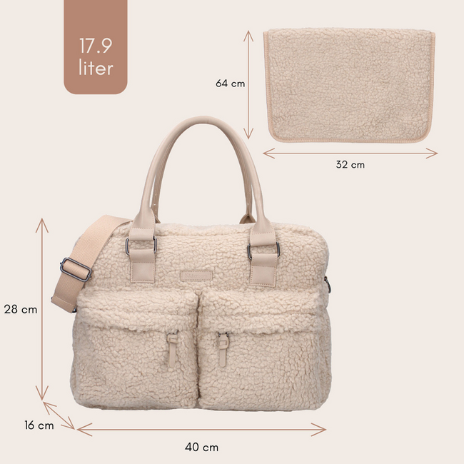 Sac à Langer Care Hello Little One en Beige – sac en teddy spacieux pour tous vos déplacements