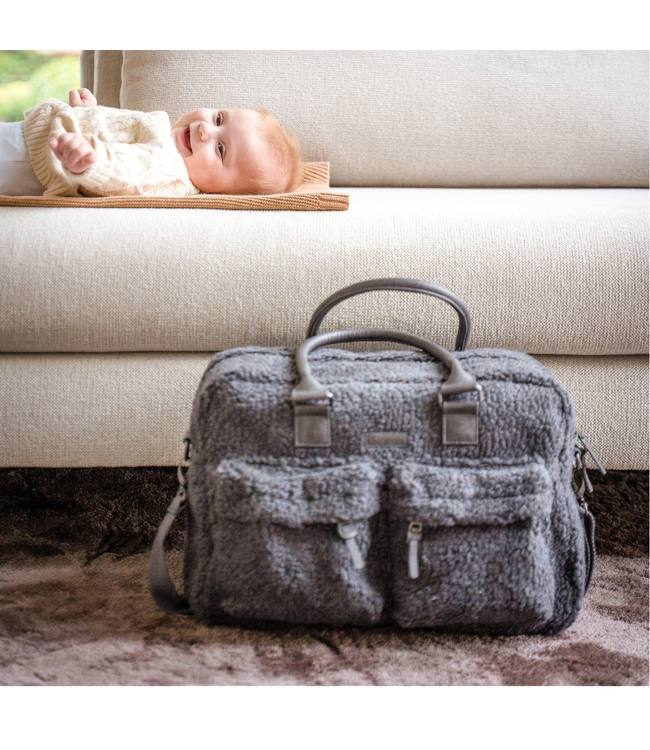 Luiertas Care Hello Little One in grijs – ruime teddy tas voor onderweg