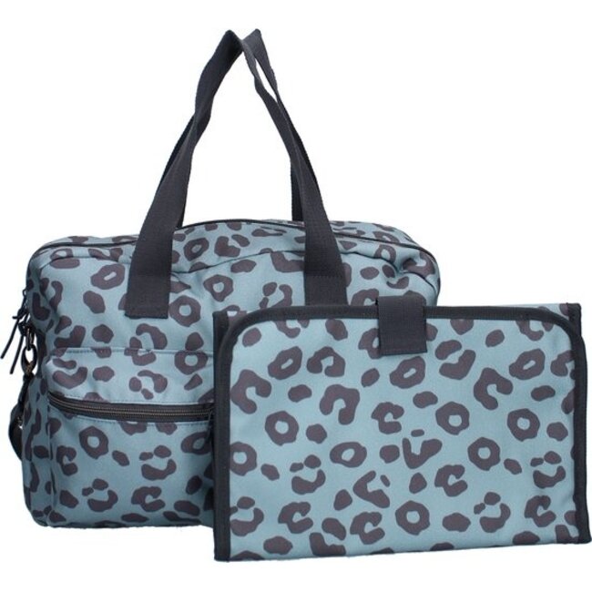 Luiertas luipaardprint – duurzame luiertas met verzorgingsmatje en kinderwagenhaken