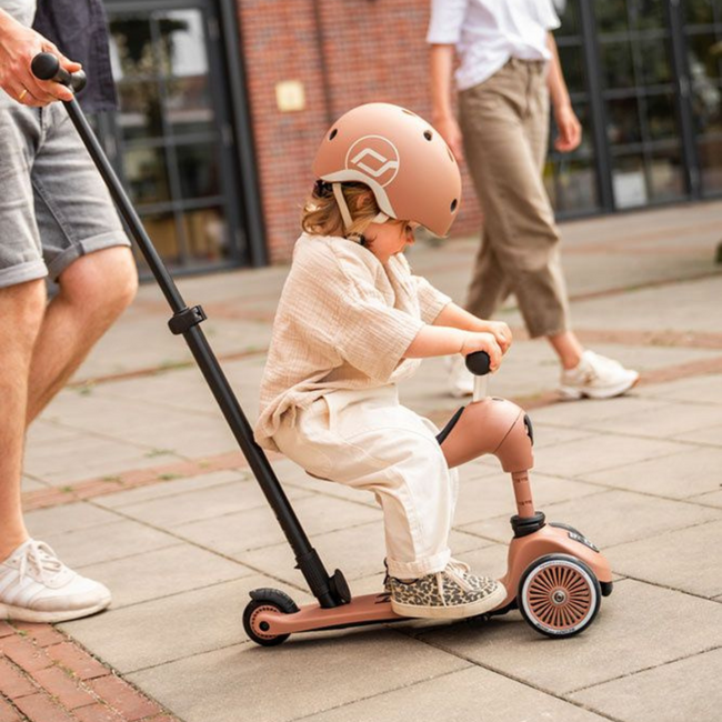 Kinderroller 2-in-1 Highwaykick 1 Push & Go in Mocha – schieb- und fahrbar, verstellbar und sicher