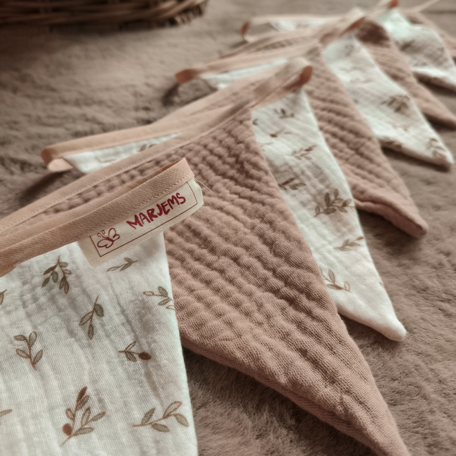 Handmade fabric bunting banner Twigs – unique decoration for kids’ rooms