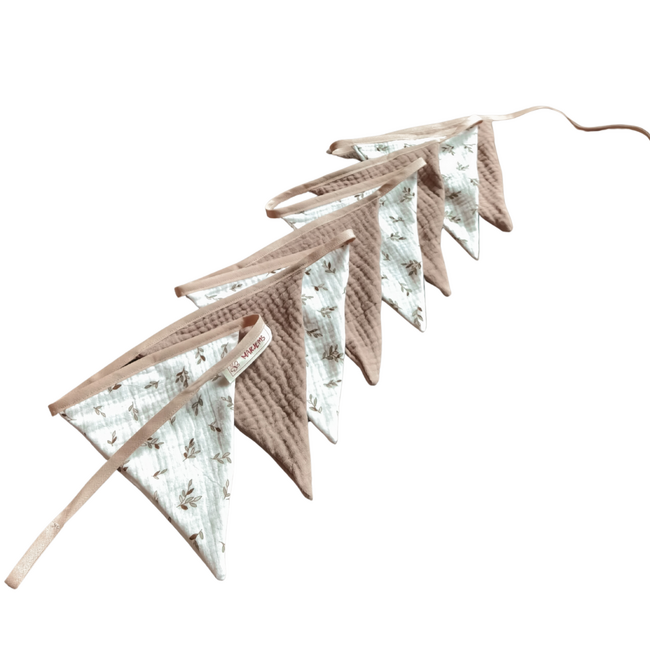 Handmade fabric bunting banner Twigs – unique decoration for kids’ rooms