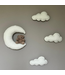 Muurdecoratie kinderkamer - wolkenset met beertje op de maan | 4-delig