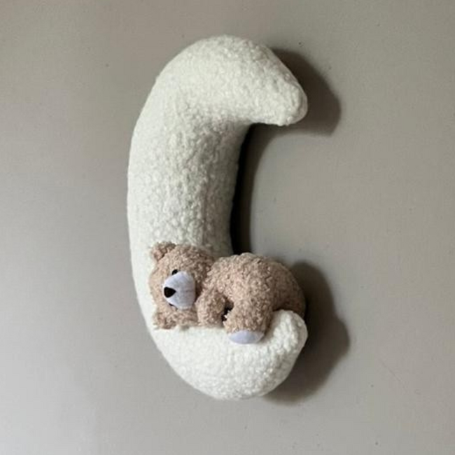 Ensemble de nuages avec ours couché sur la lune – décoration murale 4 pièces pour une chambre de bébé féerique