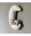 Wolkenset met liggend beertje op de maan – 4-delige wanddecoratie voor een dromerige babykamer