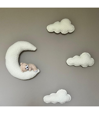 Wolkenset met liggend beertje op de maan | 4-delig Wolkenset met liggend beertje op de maan | 4-delig
