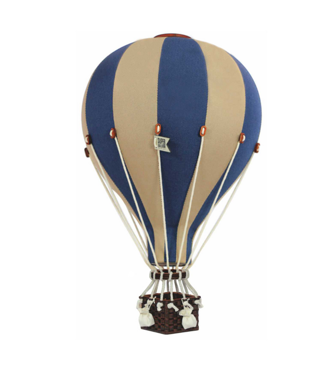 Decoratieve luchtballon maat L beige/blauw – Handgemaakt accessoire van Super Balloon